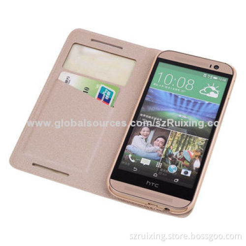S-view Window Leather Flip Cover Case for HTC One 2/8m, with Stand Function